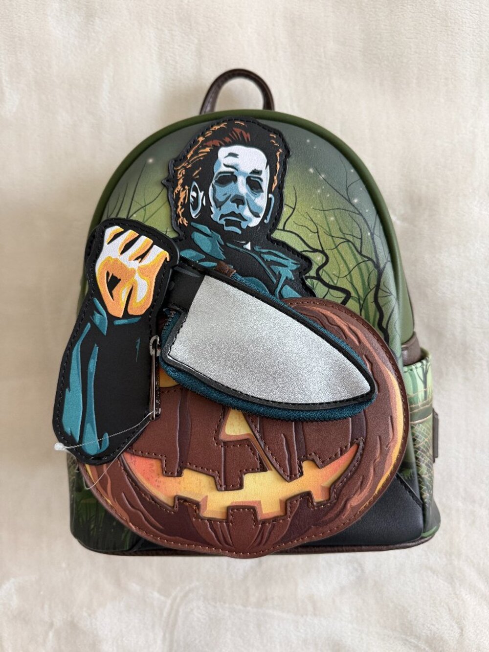 Loungefly Halloween Michael Myers Pumpkin Glow Mini Backpack Coin Bag NWT